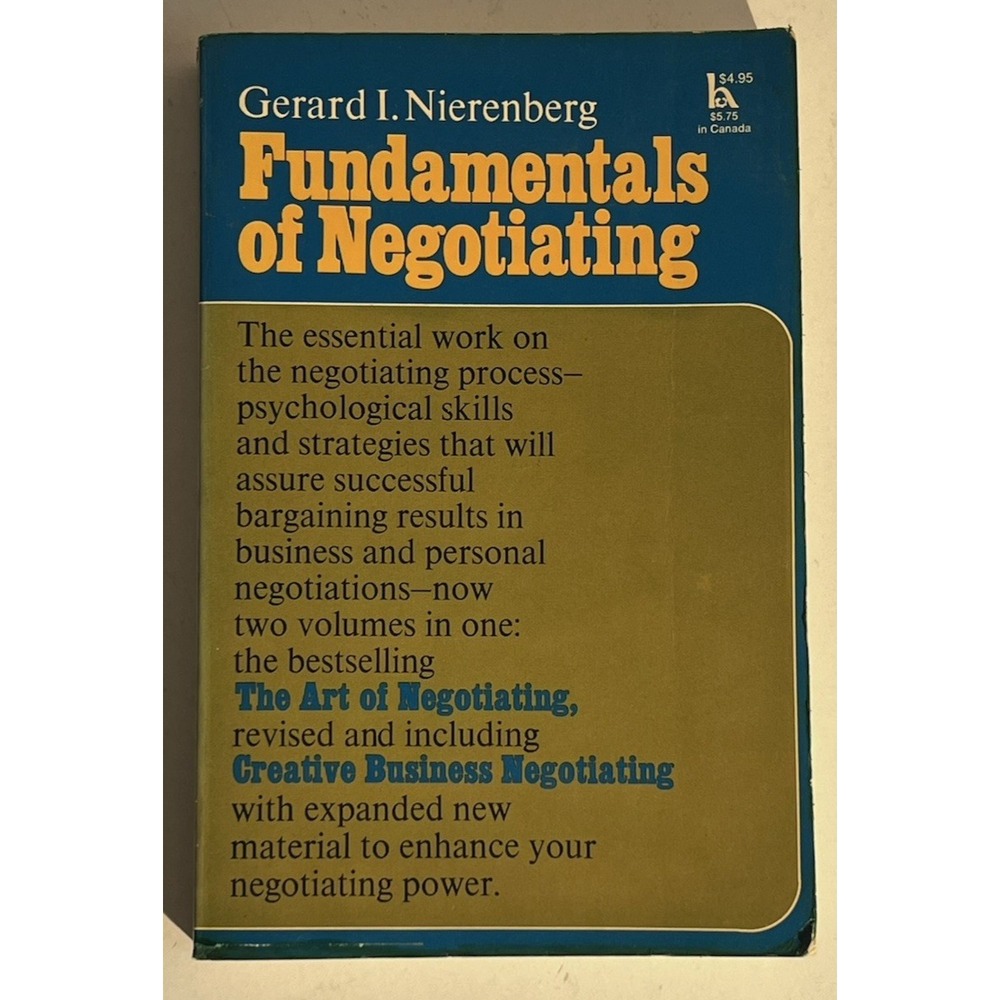 The Fundamentals of Negotiating by Gerard I. Nierenberg‎ Paperback Book 1973